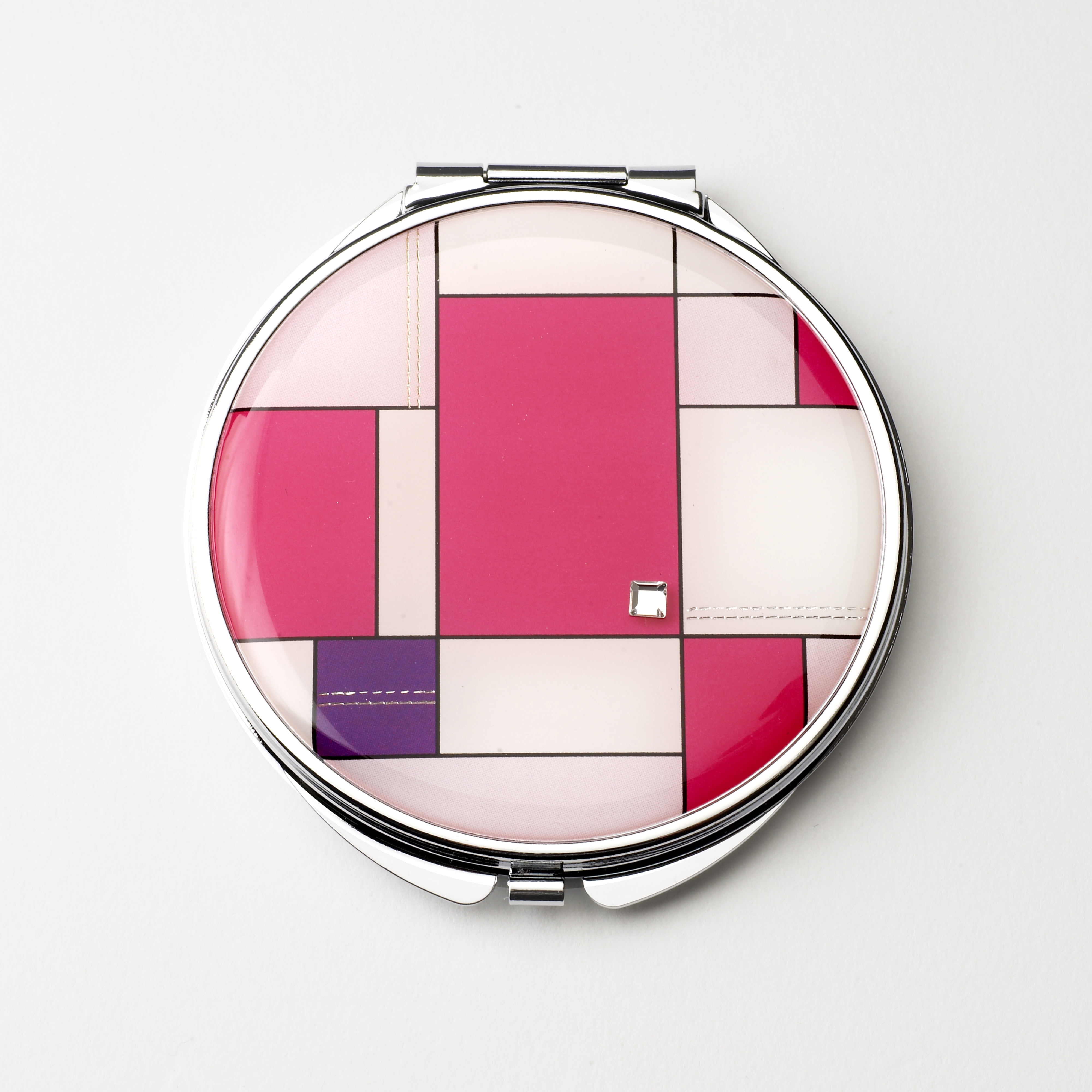 Pink Squares Compact Mirror
