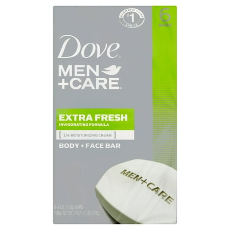 Dove Men+Care Extra Fresh Body and Face Bar, 4 oz, 6 Bar