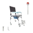 thumbnail image 1 of Portable Mobile Transport Commode Chair Toilet Wheel Chair Toilet Seat Bath Chair, 1 of 13