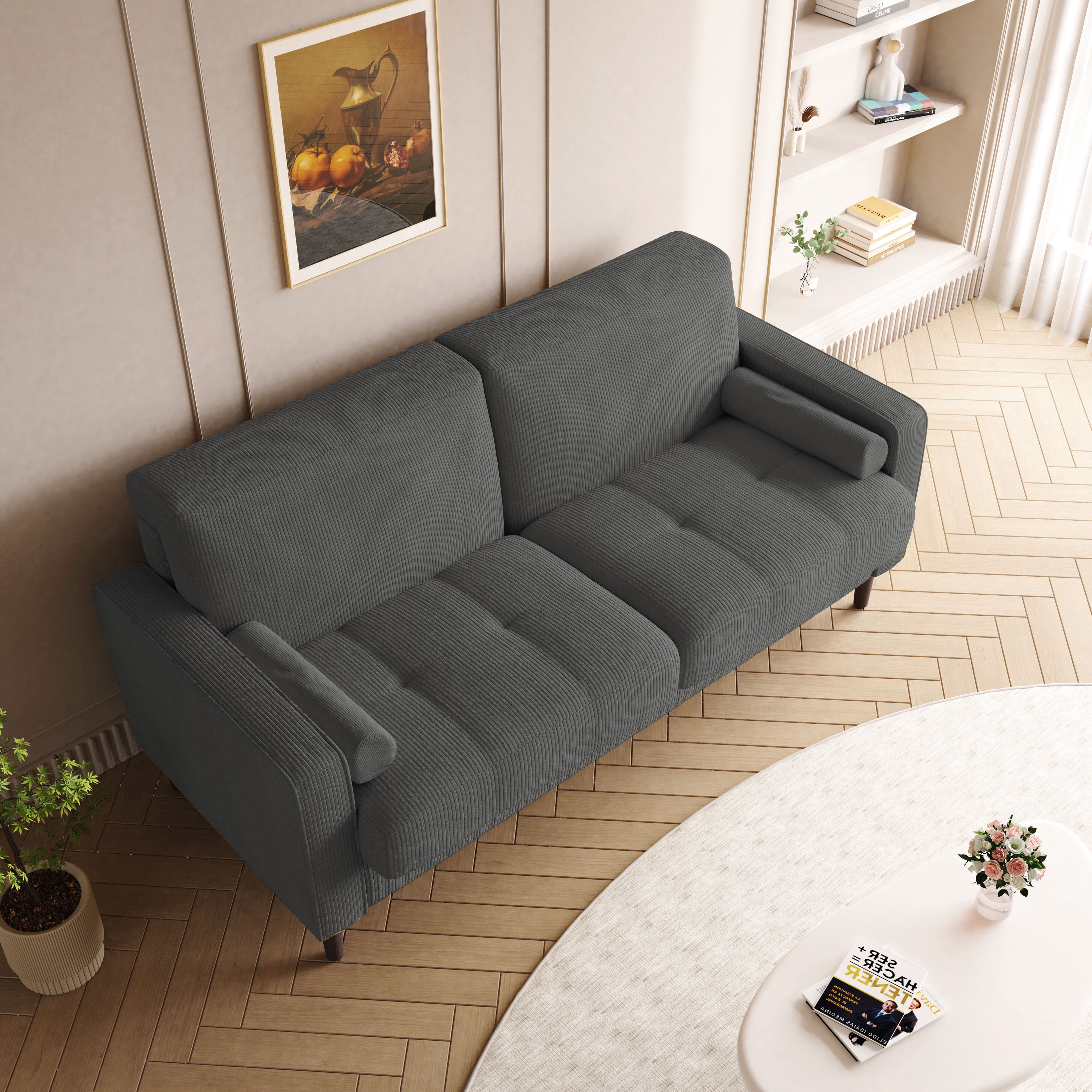 UIXE 62'' Loveseat Sofa for Living Room Indoor 2-seater Sofa Small Couch for Bedroom Office, Gray