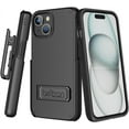 thumbnail image 2 of BELTRON Case Holster Combo for iPhone 15 Plus, Slim Protective Full Body Grip Case & Swivel Belt Clip 3 in 1 Combo with Kickstand/Card Holder Compatible with Apple iPhone 15 Plus 6.7" Black, 2 of 9