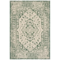 SAFAVIEH Courtyard Carleton Medallion Indoor/Outdoor Area Rug, Beige/Dark Green, 8' x 10'