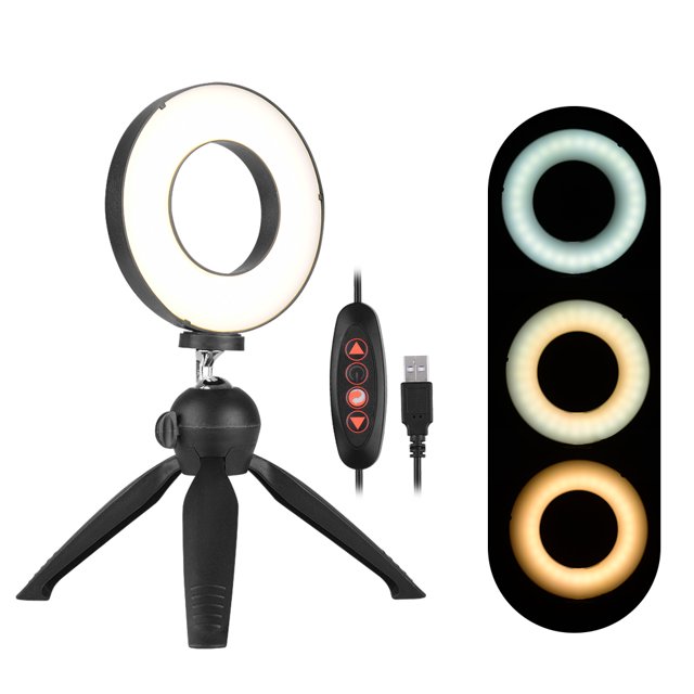 Docooler Lámpara de luz de anillo LED portátil de 4,6 pulgadas 3 luces