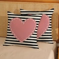 thumbnail image 2 of Valentines Day Pillow Covers 16x16 Inch Set of 2, Valentines Decor Linen Pillowcase Stripes Pink Love Heart Valentines Throw Pillows Anniversary Decorative Outdoor Cushion Case for Sofa Couch, 2 of 6