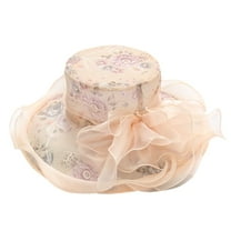 Lroveb Fascinators Hats for Women Tea Party Womens Ladies Organza Church Wide Brim Wedding Hat Fancy Sun Hat