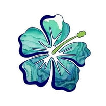 Hibiscus Tropical Flower Stickers Decal for Car, Large Hawaiian Flower Holographic Vinyl Sticker for Trunk, Window, Bumper, Side, 6 x 6 in (Blue)