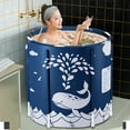 thumbnail image 3 of Folding Bathtub Portable Adult Spa Bath Tub Soaking Tub Hot Ice Bathtub Kids Pool, Blue Whale, 3 of 10