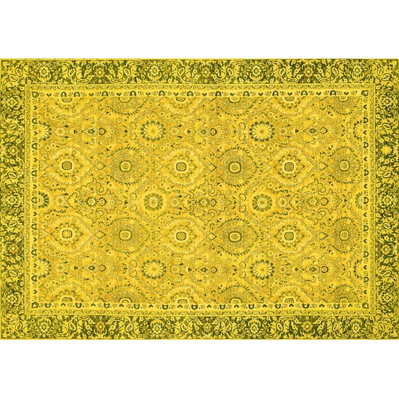 Ahgly Company Indoor Rectangle Oriental Yellow Traditional Area Rugs, 3' x 5'