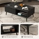thumbnail image 5 of Mid century moderno de madera coffee mesa con almacenamiento, sliding door y solid wood legs - 2 - tier cocktail mesa para sala de estar y oficina en casa (negra), 5 of 7