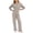 Khaki, variant on Fashion Set For Women Autumn New Slim O Neck Zipper Coat Top Wide Leg Pants Two Piece Set Leisure Sportswear Sets Outfits