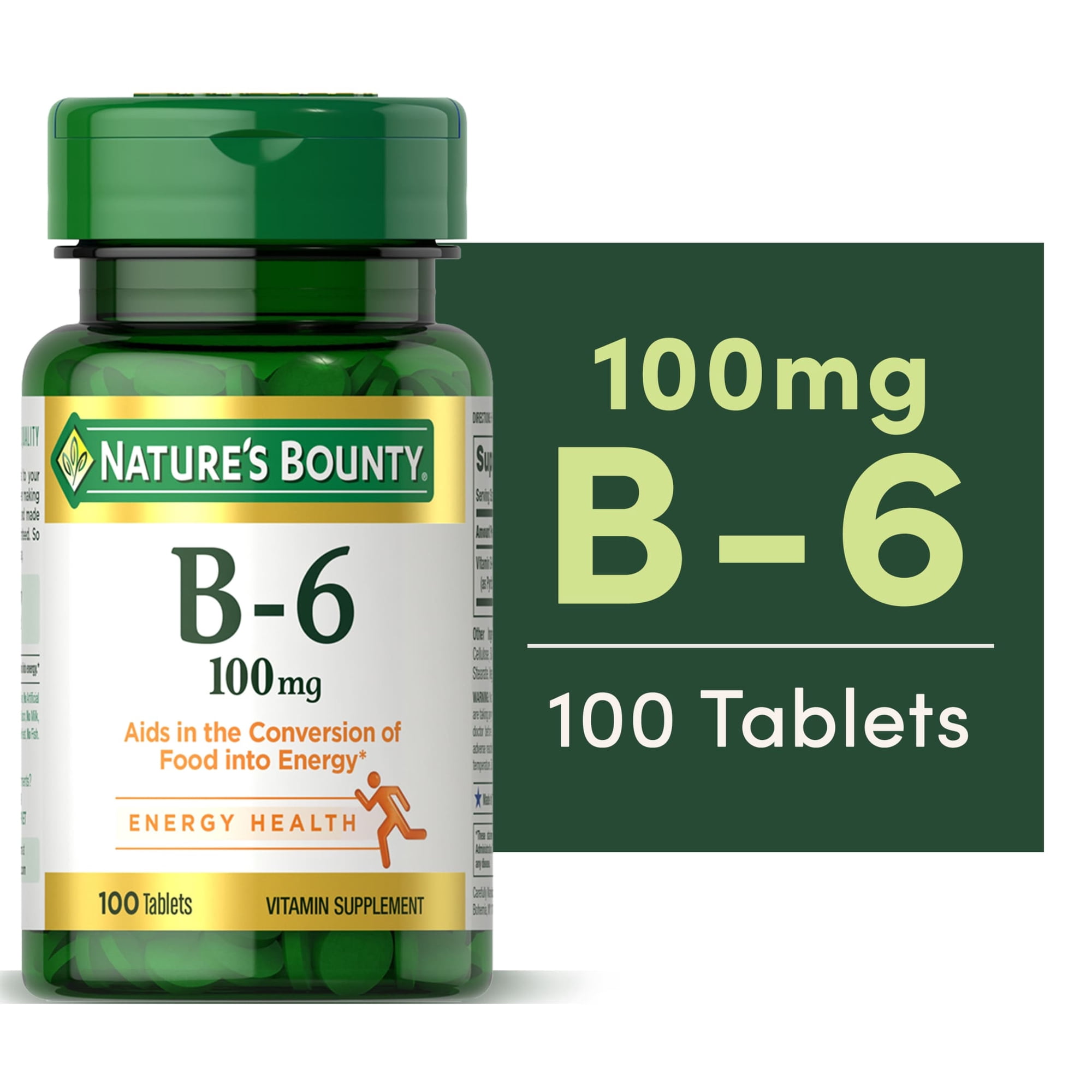 Nature's Bounty Vitamin B6 Tablets, 100 Mg Tablets, 100 Ct