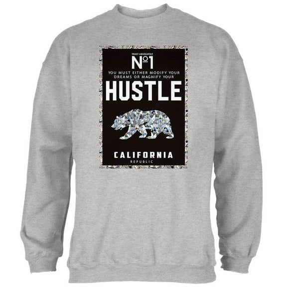 Diamond Bear Hustle California Mens Sweatshirt Heather MD