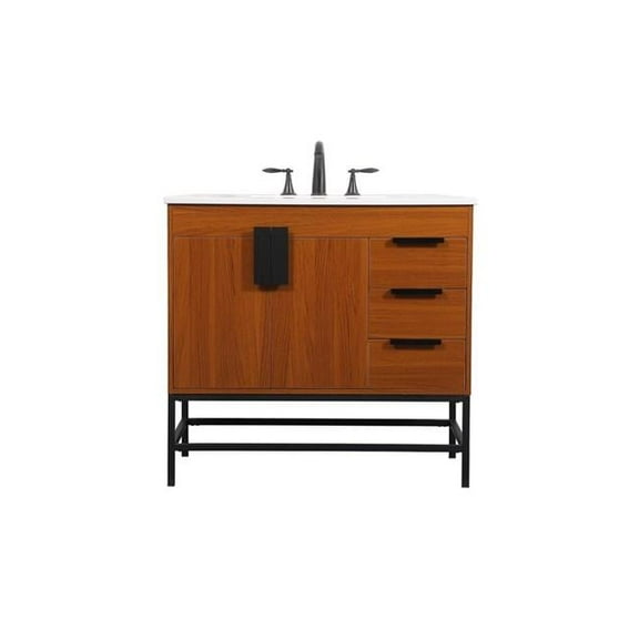 36 in. Single Bathroom Vanity, Teak