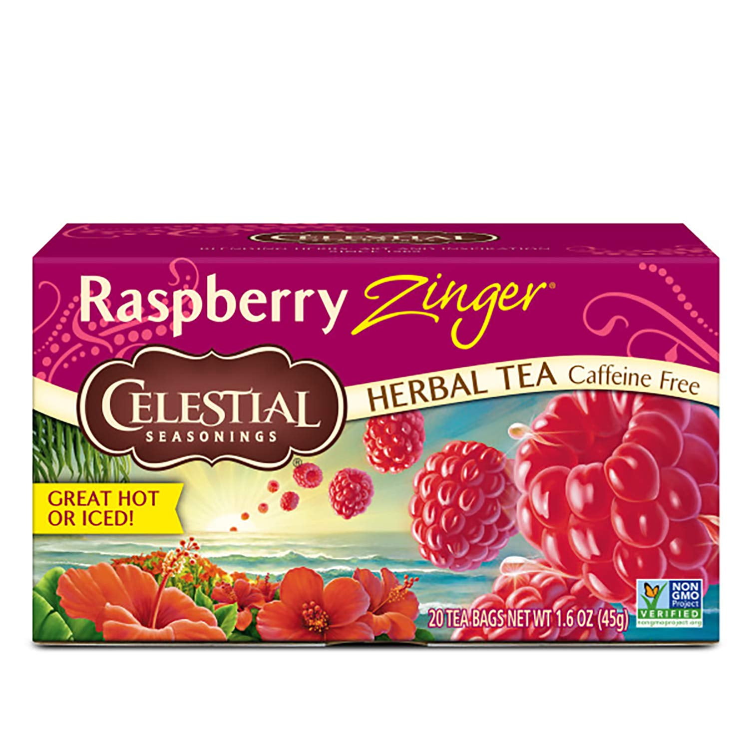 defekt Dwelling røgelse Celestial Seasonings, Herbal Tea, Caffeine Free, Raspberry Zinger, 20 Tea  Bags, 1.6 oz(pack of 6) - Walmart.com