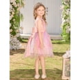 thumbnail image 6 of IBTOM CASTLE Toddler Flower Girl Dress Baby Butterfly Ruffle Tulle Tutu Dress Princess Birthday Party Pageant Formal Wedding Prom Gown Rainbow powder, 6 of 7