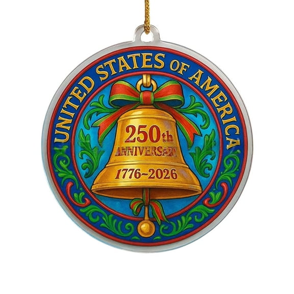 2-Pack 250th Anniversary Christmas Ornaments - Acrylic Hanging Decor for Tree, Holiday Gift, Festive Home & Commemorative Celebration