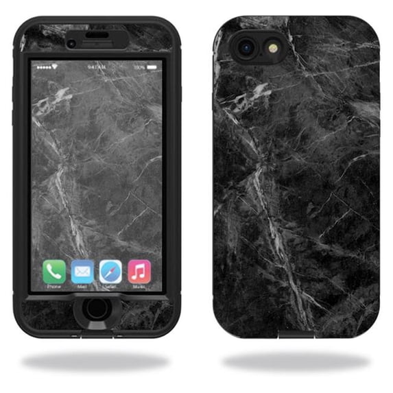 MightySkins LIFIP7NUD-Black Marble Skin for Lifeproof Nuud iPhone SE 2020 7 & 8 Wrap Cover Sticker - Black Marble