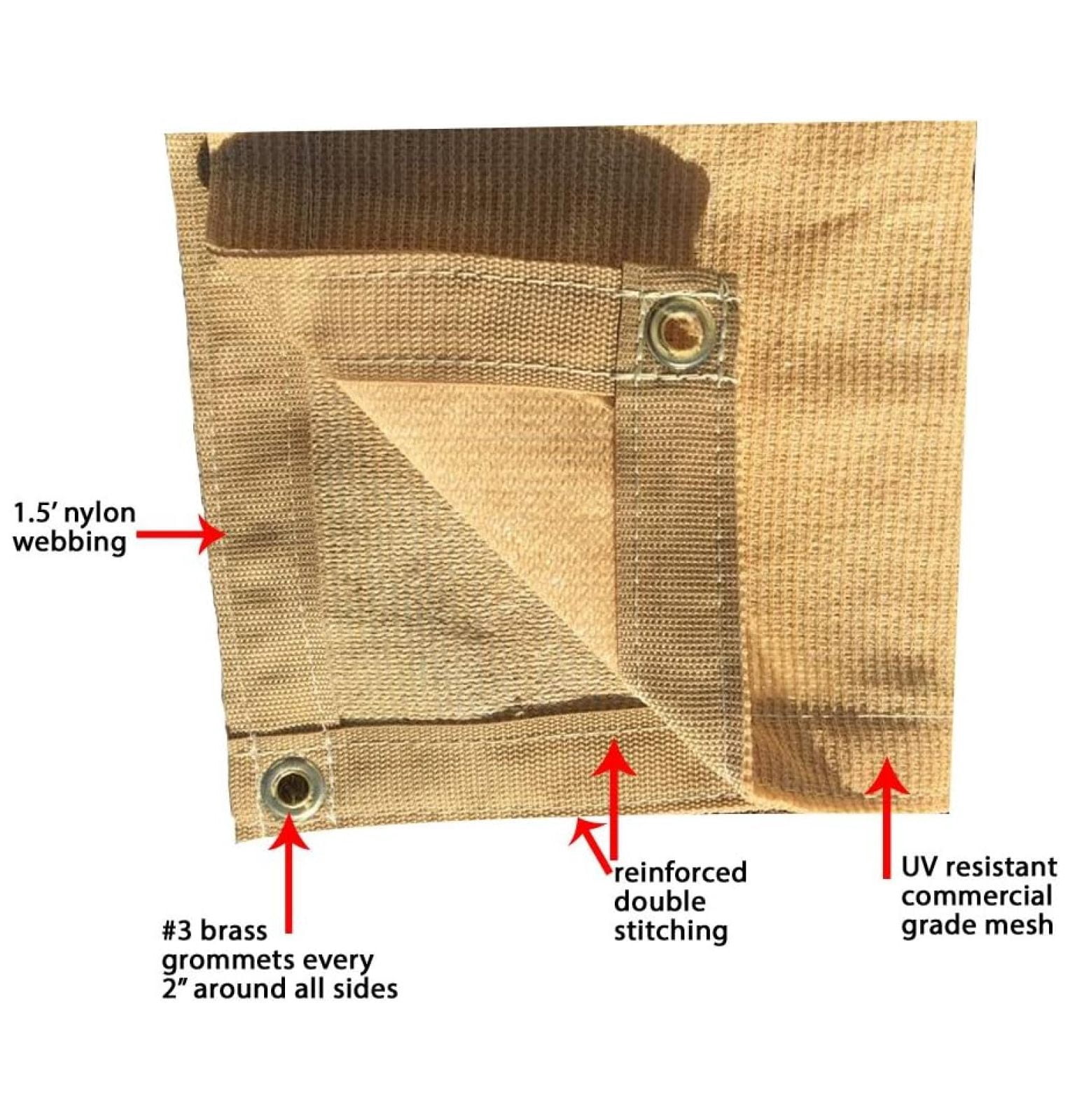 Yellow tan Color, 6 ft. x 14 ft. - 7 oz Premium 90% Shade Sail, Sun Shade, Creating Cool Shade Area, Suitable for Backyard, Camping, Parking, Greenhouse, Kennel, Construction