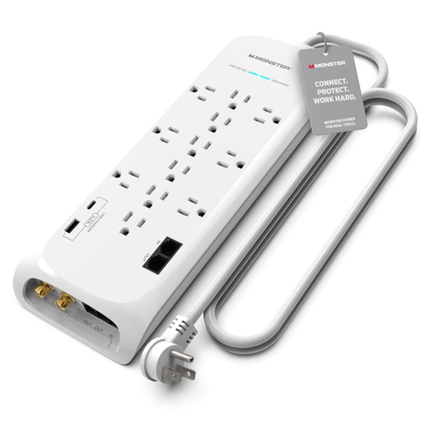 Protector contra sobretensiones Power Strip Monster de 6 pies con 12 enchufes y USB