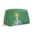 thumbnail image 2 of Gaeub Christmas Green Printed Travel Cosmetic Bag,Makeup Bag, Large Capacity Toiletry Bag for Women, Portable Pouch Make Up Organizer with Zipper and Divider, 2 of 8