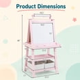thumbnail image 3 of Costway Kids Art Easel Double Sided Chalkboard Magnetic Whiteboard with Storage Tray Pink, 3 of 10