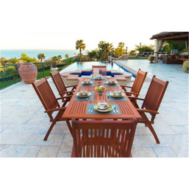 Malibu Outdoor 7piece Wood Patio Dining Set with Extension Table