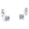 thumbnail image 2 of Pendientes Tipo Botón Solitario JeenMata con Diamante de Talla Cojín de 0,38 Quilates y 4 Puntas Chapado en Oro Blanco de 18 K sobre Plata, 2 of 5