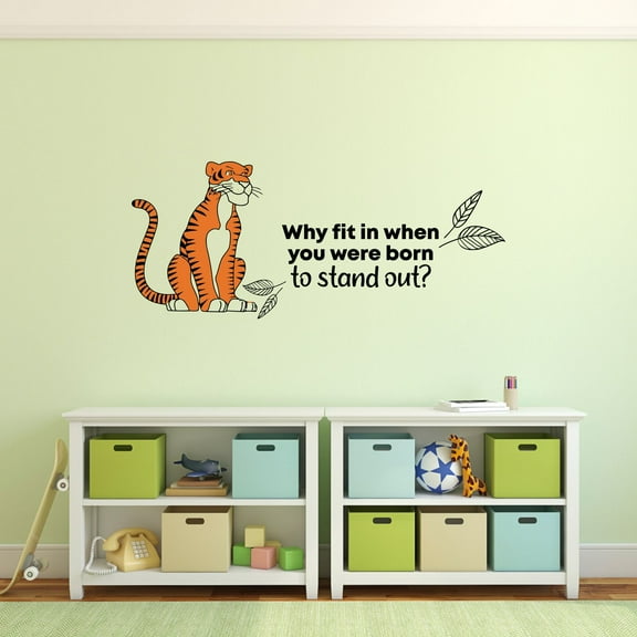 Stand Out Tiger Animal Life Quote Cartoon Quotes Decors Wall Sticker Art Design Decal for Girls Boys Kids Room Bedroom Nursery Kindergarten Home Decor Stickers Wall Art Vinyl Decoration (15x30 inch)