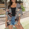 thumbnail image 5 of Women's Casual J Fashion Print Lightweight And Comfortable Beach Vacation Chiffon Cardigan Sun Cardigan Sun Protection Clothing Women Sun Protection Shirts for Women, 5 of 7