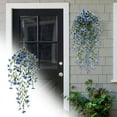 thumbnail image 2 of Outdoor Spring Hanging Artificial Flowers with Eucalyptus & Violet Stems for Garden Patio Décor, Porch Wedding Backdrop, Natural Floral Arrangements, Artificial Hanging Flowers for Outdoor Blue, 2 of 9
