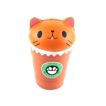 Jumbo Coffee - Coffee Cup Cat Jumbo Scented Squishy Slow Rising Squeeze Stress Reliever Toys