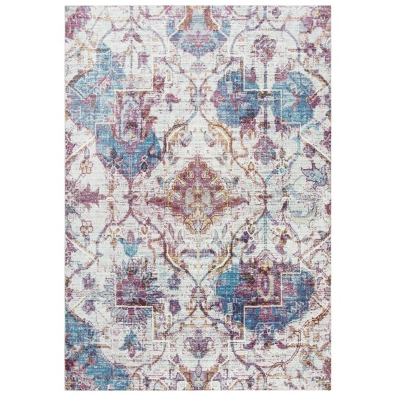 Gatney Rugs Harvard Area Rug PRI110 Cream/Blue Vines Petals 3' 11" x 5' 6" Rectangle