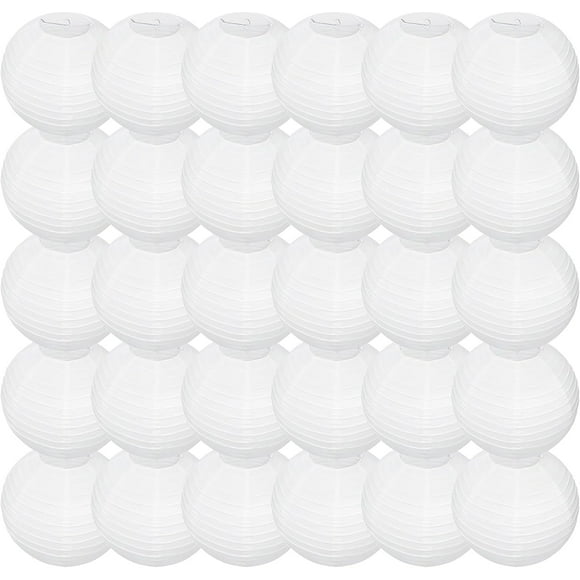 Nvzi 30 faroles de papel redondos blancos para decoración del hogar, restaurantes, decoraciones para fiestas de cumpleaños, lámparas colgantes de papel japonesas chinas (6 pulgadas)