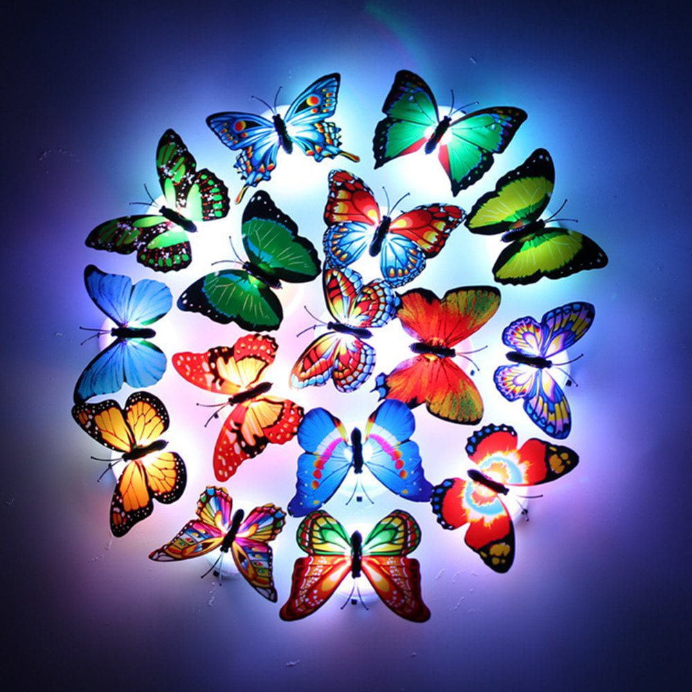 Festivals Colorful Changing Bedroom Decor LED Butterfly Home Lamp Night Light 