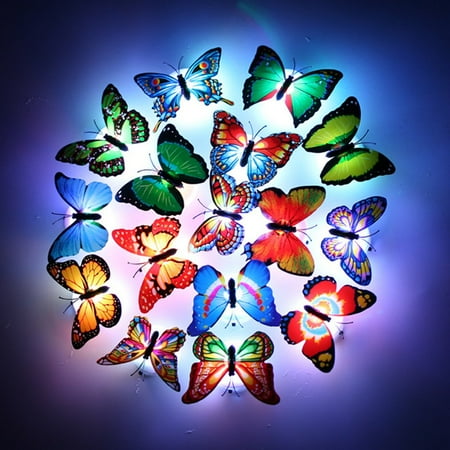 12 Packs Led Flashing Lamp Butterflies Night Light Butterfly