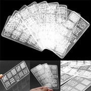 Nail Art Stamp Stencil Stamping Template Plate Set Tool Stamper Design Kit I4WA