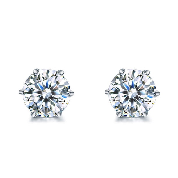 5 pares de circonitas cúbicas - Tachuelas - Pendientes para hombre y mujer - Mixto - Acero - Color plata
