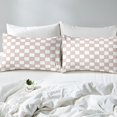 thumbnail image 4 of Erosebridal Light Pink Checkered Bedding King White Cream Checkerboard Sheet Set,Buffalo Plaid Grid Bed Sheets Teen Aesthetic Geometric Gingham Bed Sheet Set 4 Piece, 4 of 6