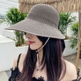 thumbnail image 3 of Women Foldable Wide Brim Straw Hats Roll Up Sun Visors Bow Summer Beach Hat, 3 of 8
