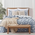 thumbnail image 6 of Mainstays Iris Leaf Stitched Quilt, Full/Queen, Light Blue, Reversible Lightweight Bedding, 6 of 9