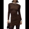 thumbnail image 1 of Vestido Corto Ajustado Básico de Punto de Larga para Mujer, de Otoño, para Fiesta, Cóctel o Noche Marrón M, 1 of 8