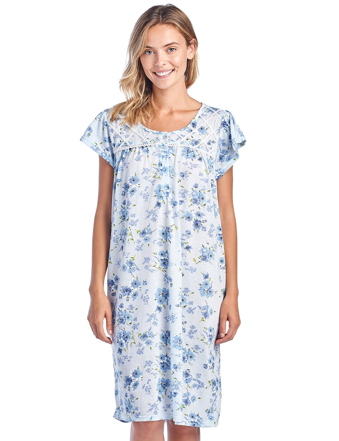 Casual Nights Women's Flowery Short Sleeve Nightgown - Walmart.com