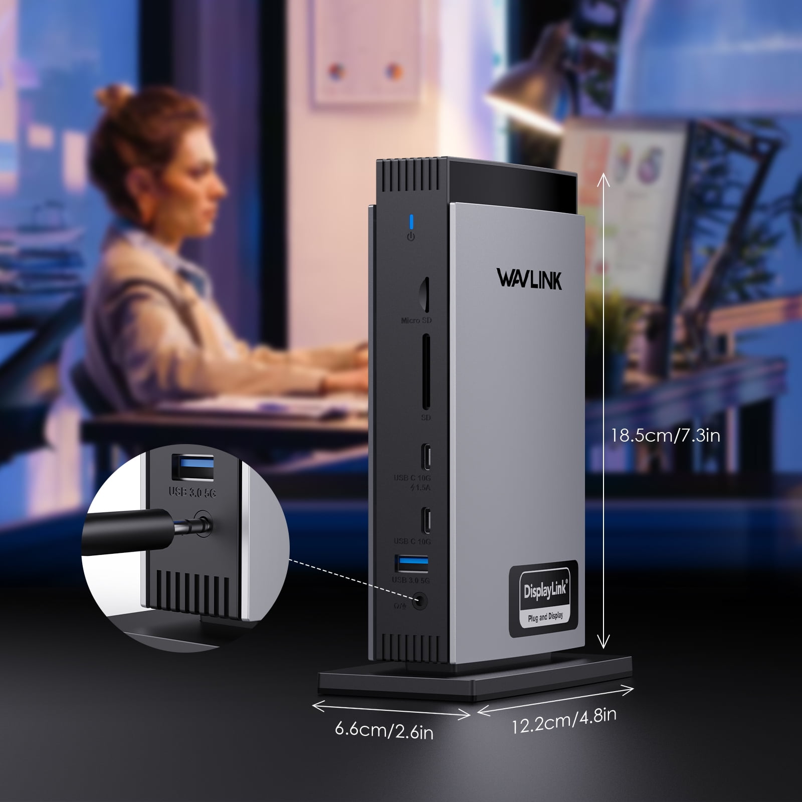 WAVLINK Universal DisplayLink Docking Station, Triple 4K USB C USB 3.0 Laptop Dock for M1 M2 M3 Mac and Windows, 15 In 1 with 3 HDMI, 2 DP, RJ45, Audio/Mic, SD/TF, 5 USB Ports