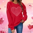 thumbnail image 2 of Wo-Fusoul Chandail en Molleton pour Femmes Saint-Valentin Imprimé Feuille Col Rond Manches Longues Décontracté Sportif Haut Rouge G, 2 of 7