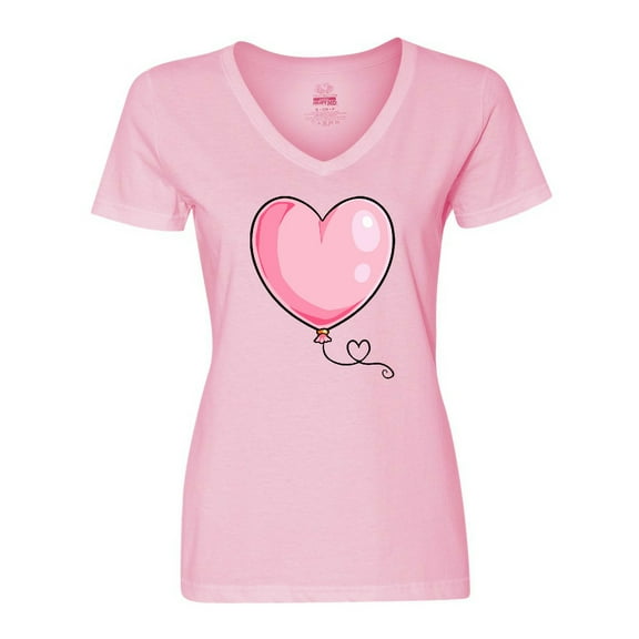 Inktastic Pink Balloon Heart Women's V-Neck T-Shirt