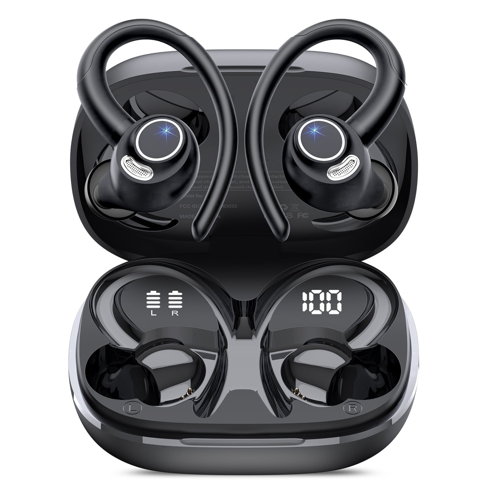 Wireless Earbuds, Bluetooth 5.4 Headphones Sport, over EarBuds with ENC Noise Cancelling Mic, 48H, Wireless Earphone with Earhooks, Stereo Deep Bass, IP7 Waterproof earbud for Workout Running