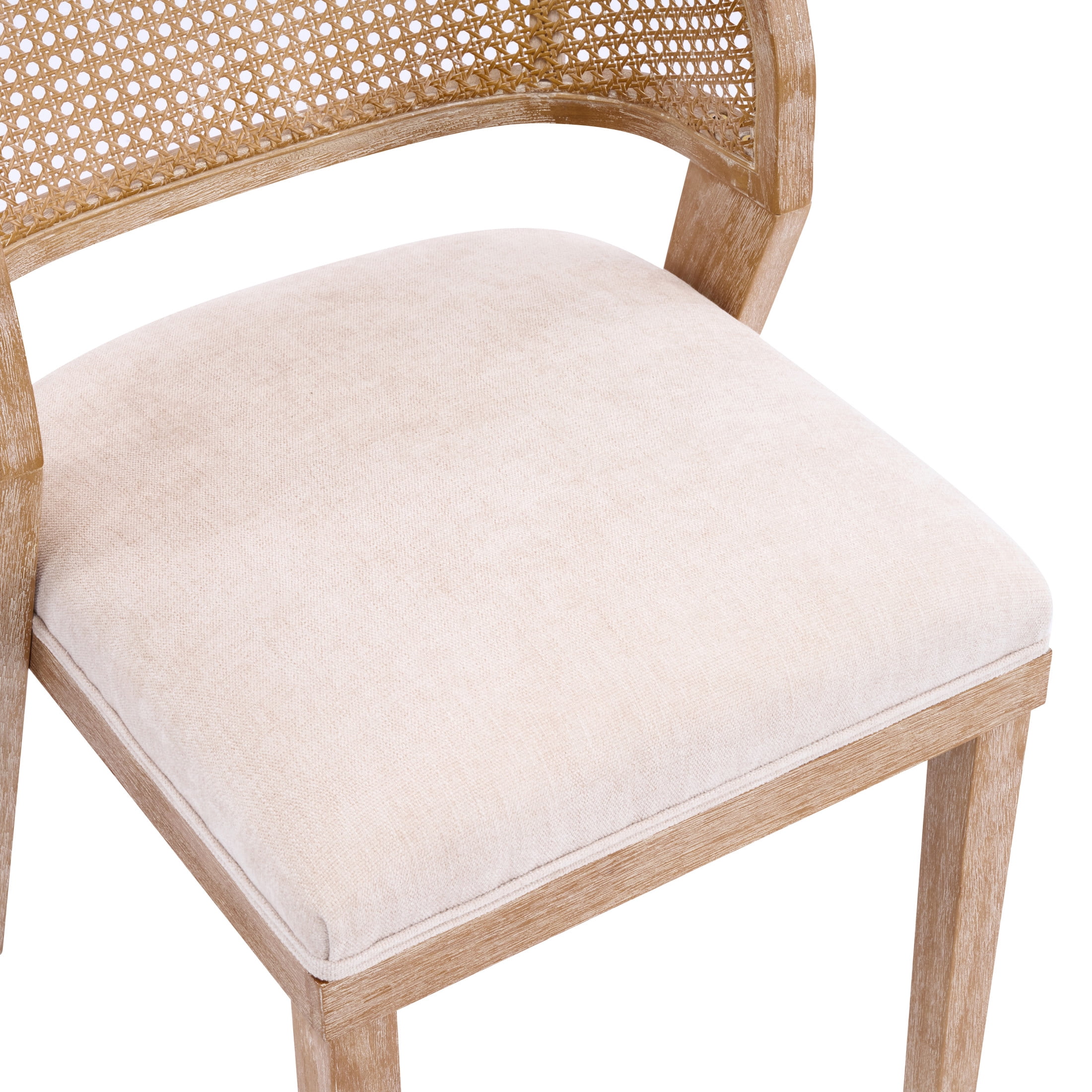 Christopher Knight Home Vintage Rattan Back Dining Chairs Set of 2, Natural Rubberwood Frame, Beige Seat