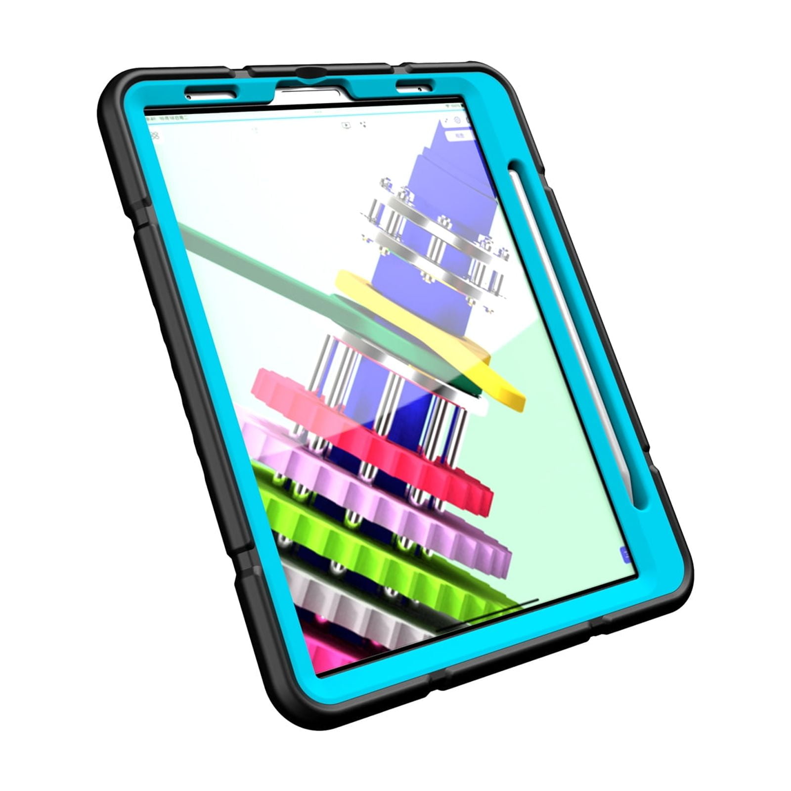 Allytechgroup Heavy Duty Case for Apple iPad 11th Generation 11" 2025 & iPad 10th Generation 10.9" 2022, Rugged Tablet Case with Kickstand Pencil Holder Logo Hole Kids Friendly TPU PC Cover,Blackblue