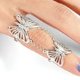 thumbnail image 3 of Sterling Silver Polished Cz Butterfly Double Finger Ring (Size 7) Made In India qr6660-7, 3 of 4