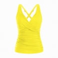 thumbnail image 5 of HCNTES Womens Plus Size Tankini Tops Built-in Bra Bathing Suit Tops Casual Loose Blouson Swimsuits Tops(Yellow,M), 5 of 9
